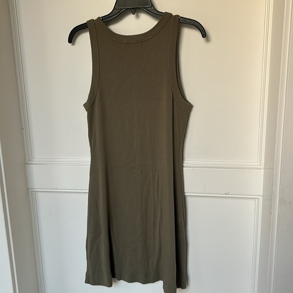 MICHAEL STARS ELIZA DRESS small EUC COTTON A-LINE MINI Shift DOLMA Army Green - Picture 4 of 6